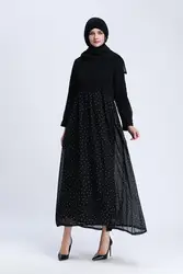 Новое Стильное арабское платье в горошек шифоновое большого размера женское платье с поясом в комплекте 1237