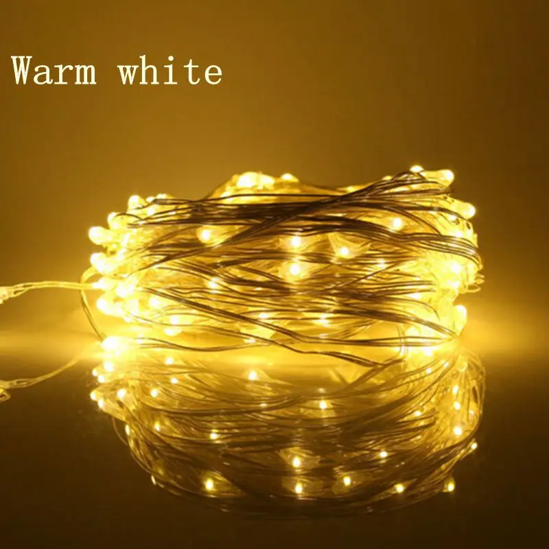 Warm White Водонепроницаемый светодиодный фея гирлянды 10/20 Вт, 30 Вт, 50 м с пультом дистанционного управления и адаптер питания для приготовления пищи на воздухе Новогоднее украшение для свадьбы - Испускаемый цвет: Warm White