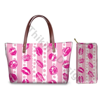 

Hand Bags Women 2020 Red Lips Printing Purses And Handbags Set Fashion Female Shoulder Bag Beachbag Borse Da Donna