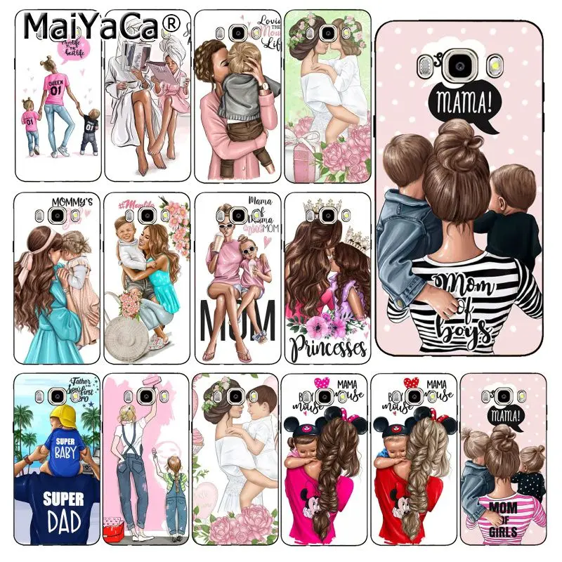 

MaiYaCa Fashion Black Brown Hair Baby Mom Girl Dad Phone Case For Samsung Galaxy J7 J6 J8 J4 J4Plus J7 DUO J7NEO J2 J5 Prime