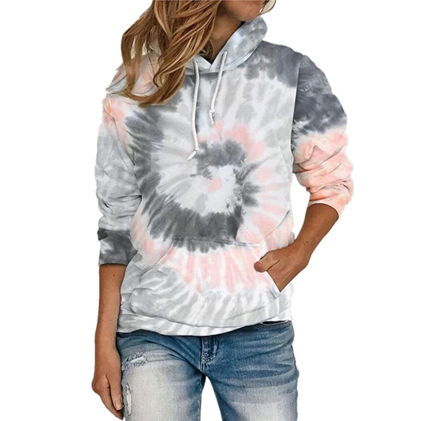 

Autumn Winter Sweatshirt Oversize Women New Tie-dye Patchwork Hooded With Pocket For Female Street Ladies Pullovers Hoodies 5XL