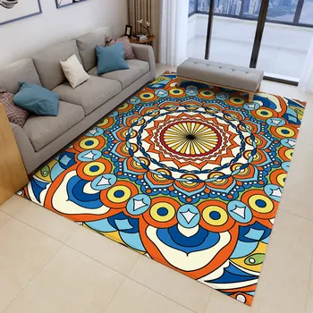 

Anti-slip Rug Mandala Style Printed Soft Round Rectangle Flannel Flower Decor Living For Carpet Floor Home Carpet For Mat Room