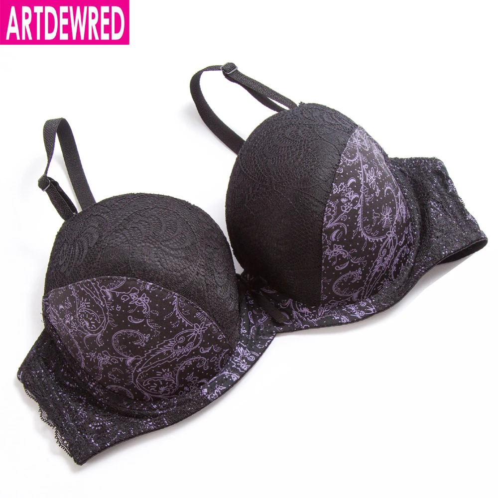 Womens Lager Bosom Print Bras Underwired Sexy Lingerie Floral Lace Bralette BH Plus Size Brassiere C D DD E