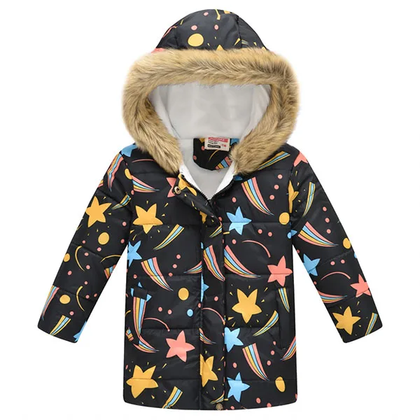 Fashion Autumn Winter Jacket For Boys Kids Children Fur Hooded Cotton Padding Jacket Warm Outerwear Coat For 2 4 6 10 Years Boys - Цвет: Black