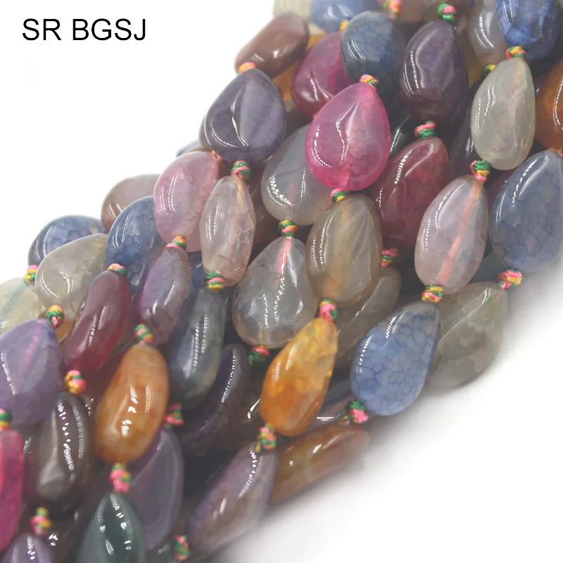Free Shipping 10x14mm Drip Water drop Shape Multicolor Mixed Crackle Agat Onyx Gems Stone Craft Beads Strand 15&quot|bead strands|beads free