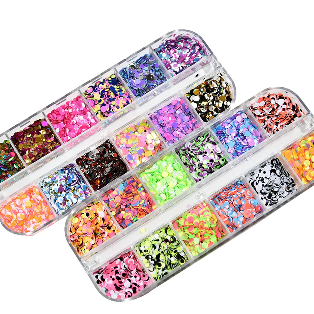 12 Grids/Box Mixed Color Laser Nail Glitter Sequins DIY Paillett Art Decorations Plastic Multi-Shape Irregular Flakes KR#36 | Красота и