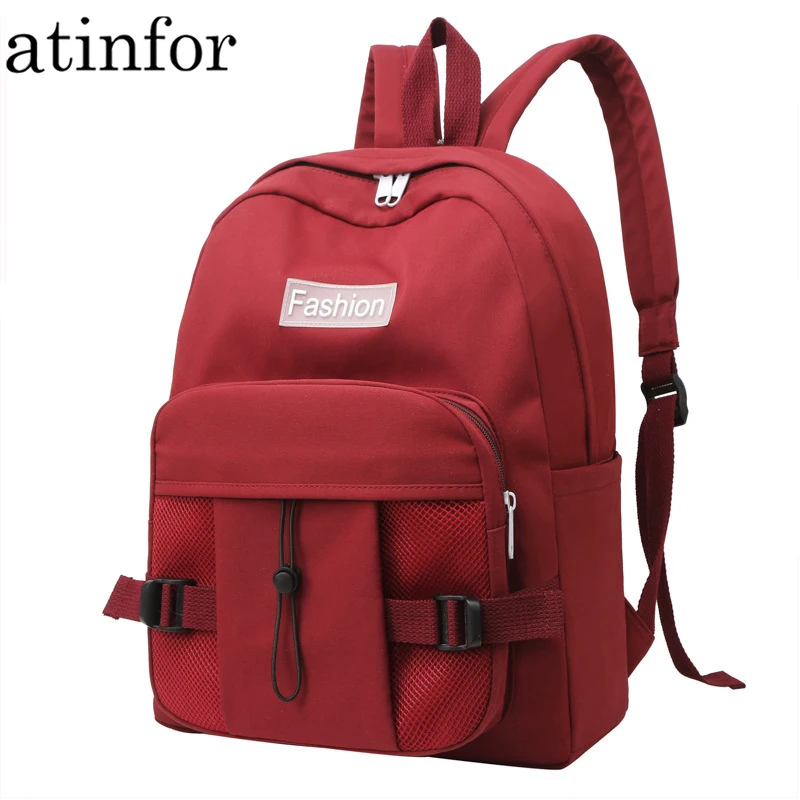 atinfor Brand Women Solid Color Anti Theft Backpack Girls Backpacks