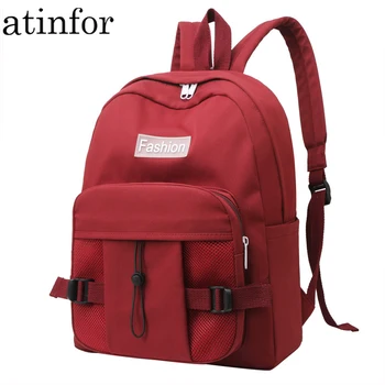 

atinfor Brand Women Solid Color Anti Theft Backpack Girls Backpacks College Bookbag Casual Knapsack Middle School Student Bag