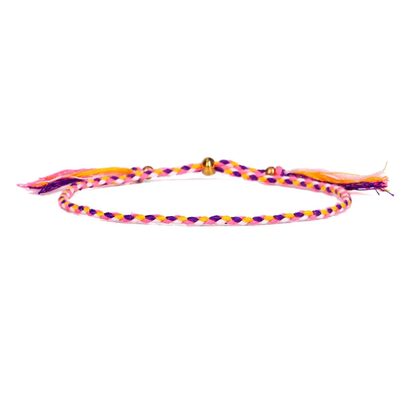 Богемский цветной хлопковый Плетеный веревочный браслет, чистый жизненный браслет для женщин, тканые браслеты в богемном стиле, очаровательные ювелирные изделия в этническом стиле - Окраска металла: 1