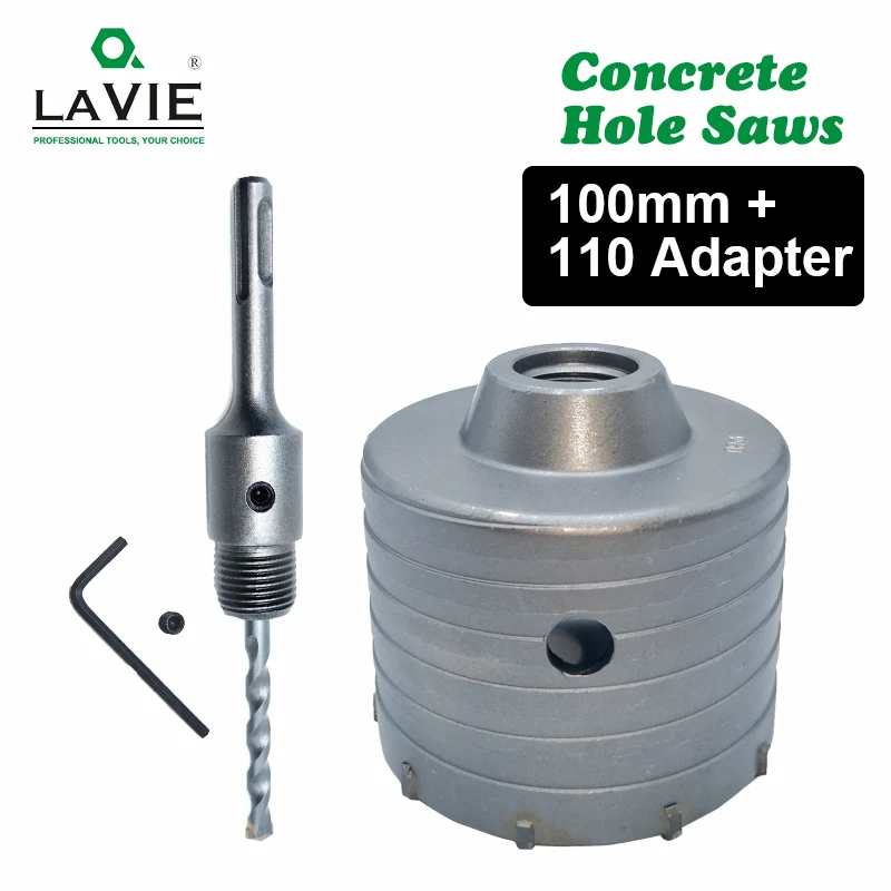 

1 Set SDS PLUS Concrete Hole Saw Electric Hollow Core Drill Bit 100mm Shank 110mm Cement Stone Wall Air Conditioner Alloy Blade