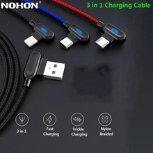 NOHON USB кабель 3 в 1 для iPhone 11 Pro Max XS Max XR X 8 7 зарядное устройство Micro usb type C кабель для телефона Android samsung S9 S8