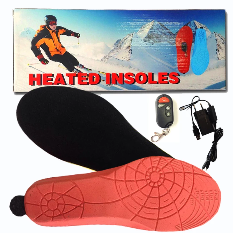 Зимняя нагревательная обувь с внутренней подошвой для мужчин и женщин, радиоуправляемая нагревательная стелька, батарея 1800 мАч