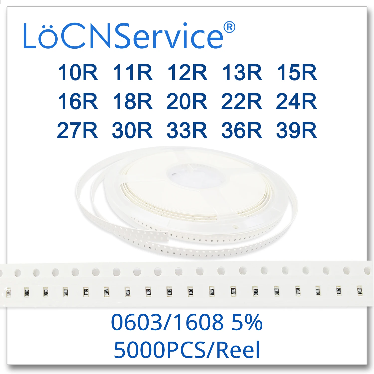 LoCNService 0603 J 5% 5000 шт. 10R 11R 12R 13R 15R 16R 18R 20R 22R 24R 27R 30R 33R 36R 39R smd 1608 резистор Ом | Электроника