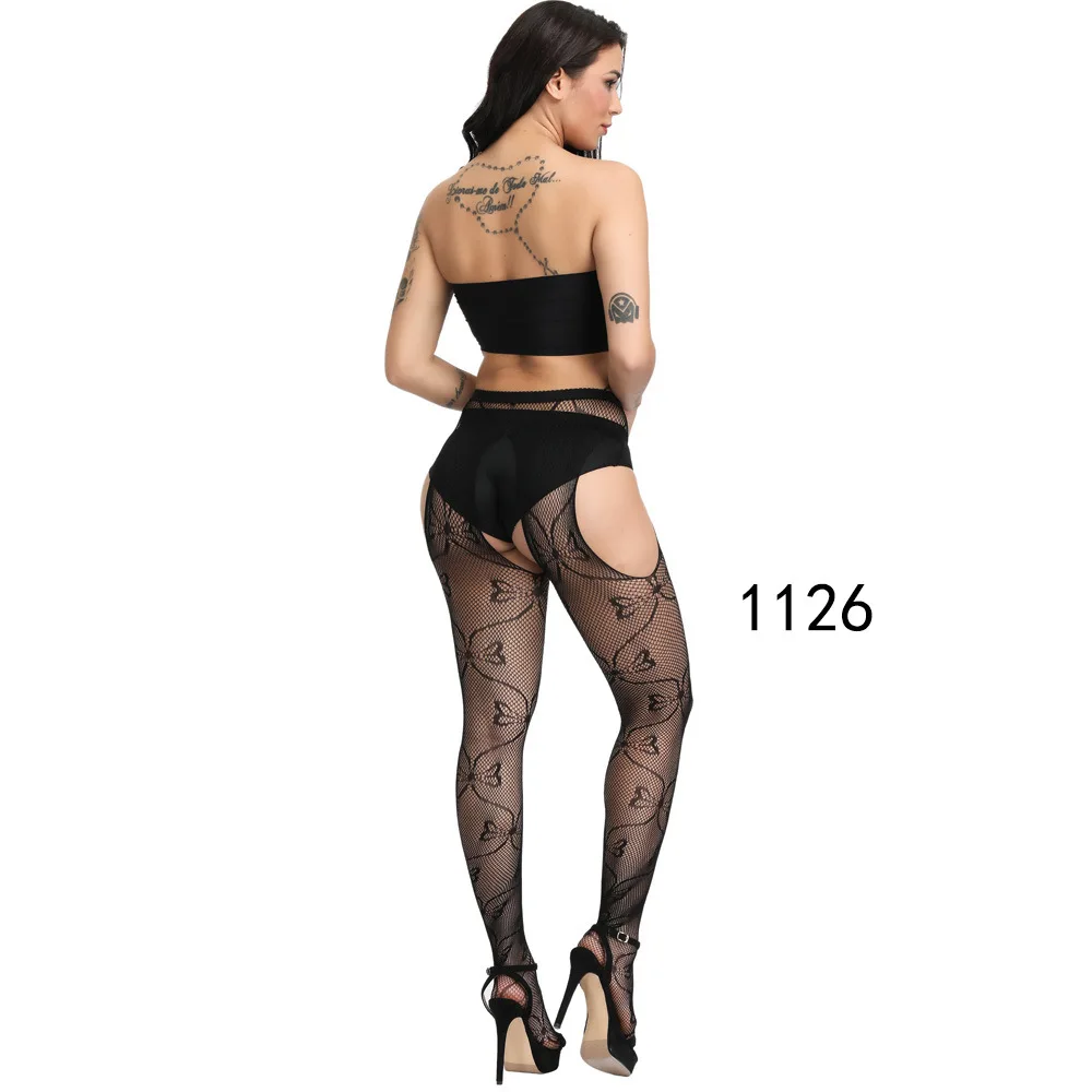 1126 New Arrival Solid Stockings Women Sexy Thigh High Fishnet Nylon Long Socks Sex Belt Standard Over Knee Socks Sexy Lingerie - Цвет: 1126