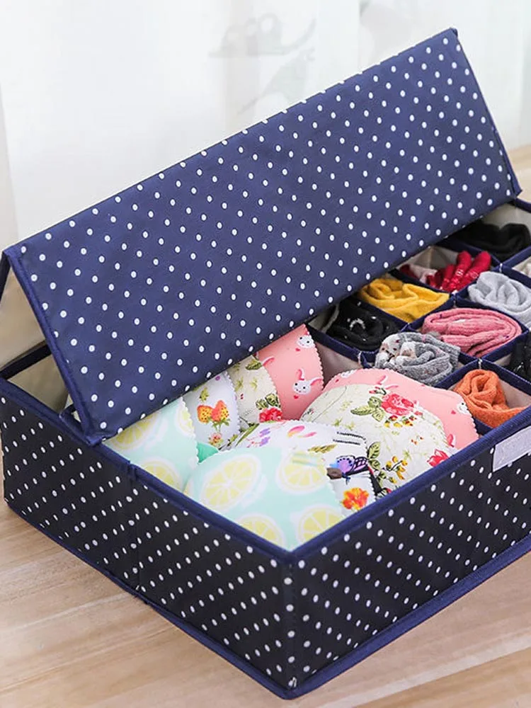 Cherry Pattern Storage Boxes Oxford Fabric Closet Organizer For Scarfs Socks Cover Wardrobe Drawer Separated Clothes Storage Box 5