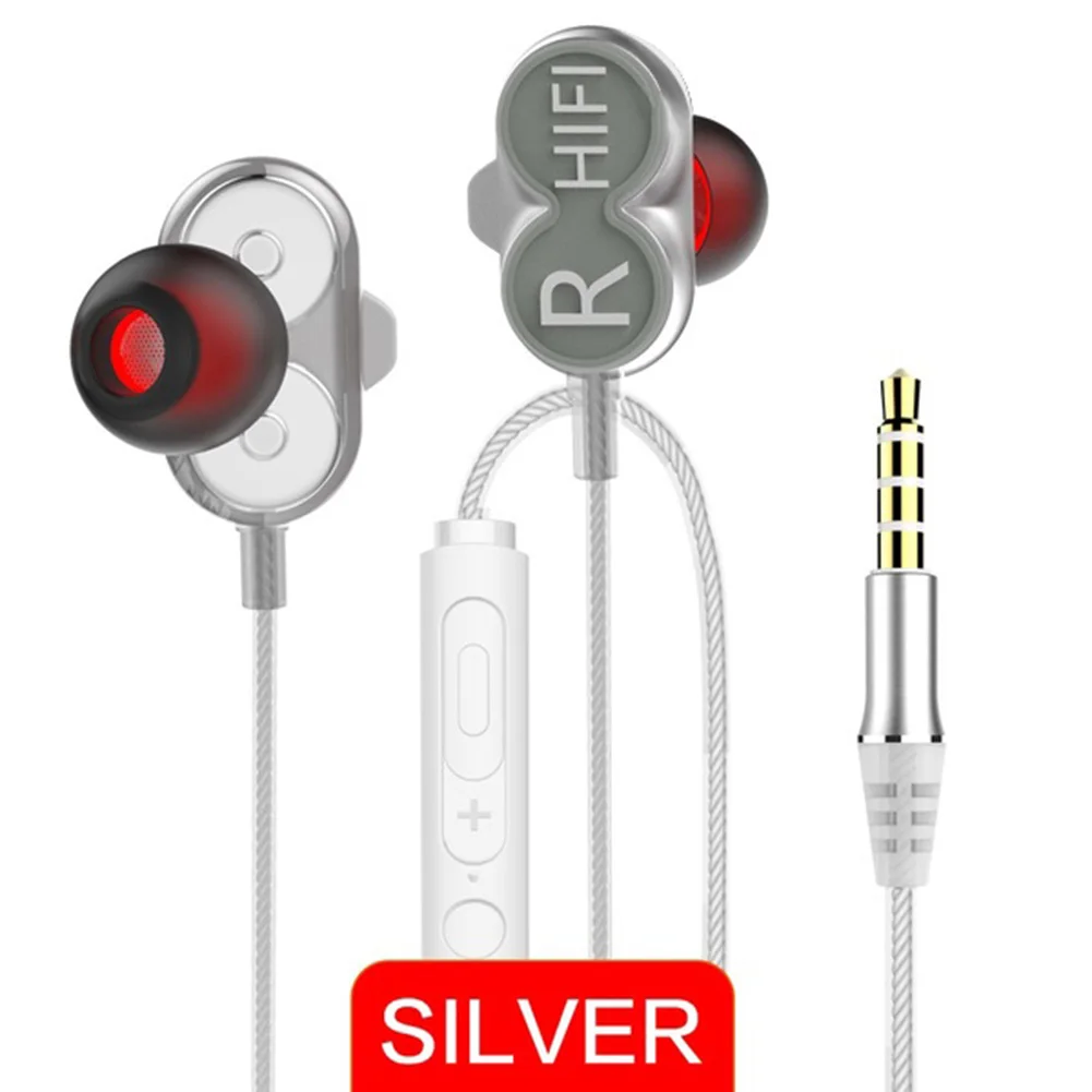 Silver Спортивный Двойной драйвер DJ Fabala динамические стерео-наушники Bass Hands Free 3,5 мм Jack наушники-вкладыши - Цвет: Silver