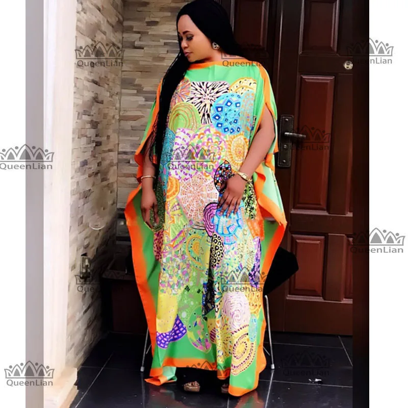 2 цвета Мода шелк традиционный принт Африканский платье длина 130 см Ширина: 130 длинное платье для леди
