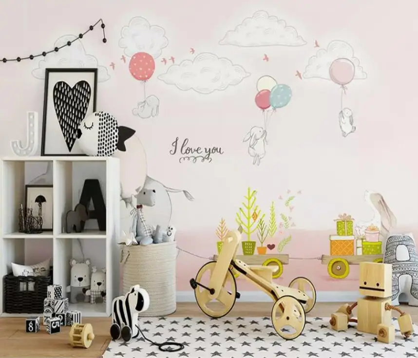 mão dos desenhos animados avião balão quarto