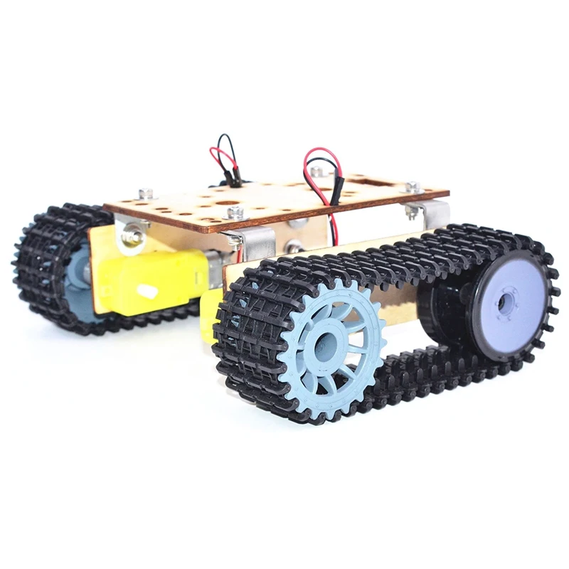 

Remote Control Tank Chassis Economic Robot Tank Chassis Building Block Wood Board TT Motor 3-9V Tracked Car Intelligent Car Chas