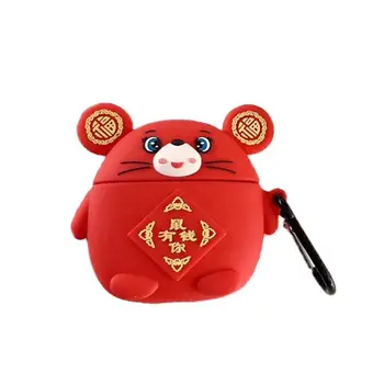 

Soft Silicone Earphone Case Cute Lucky Mouse Protective Cover for Airpods Pro C90F