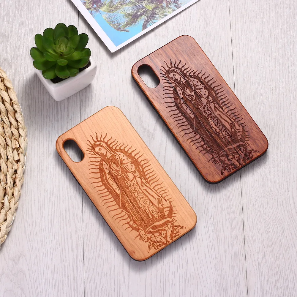 

Virgin of Guadalupe Engraved Wood Phone Case Coque Funda For iPhone 6 6S 6Plus 7 7Plus 8 8Plus XR X XS Max 11 Pro Max