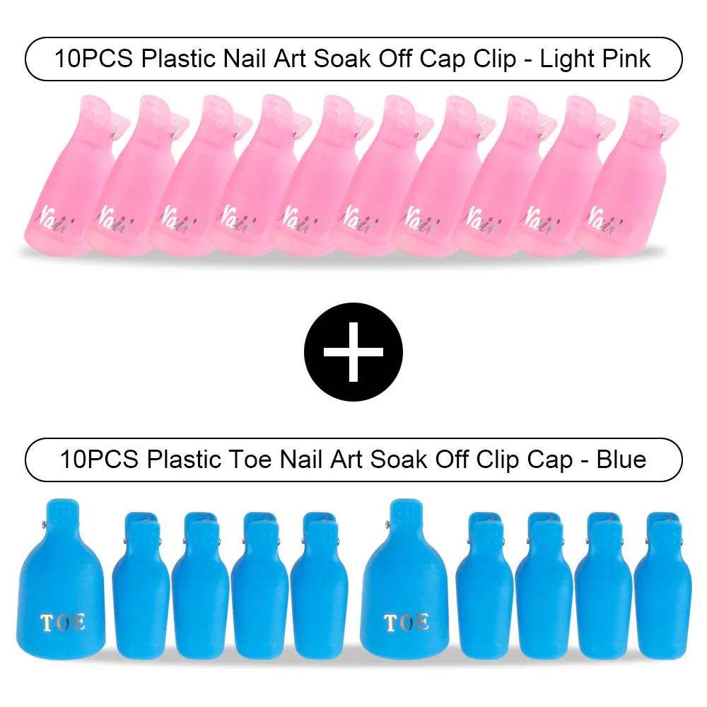 20pcs Plastic Soaker Off Caps Clips Nail Art UV Gel Nail Polish Remover Wraps Cleaner Manicure Effects For Nails Fingers And Toe - Цвет: Blue Toe BarbiePin H