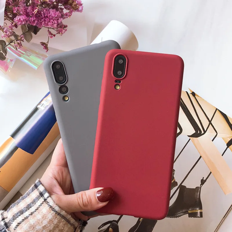 Матовый однотонный красный чехол для телефона huawei Honor 8X MAX 8A 10 Lite P30 P20 P10 mate 20 Pro