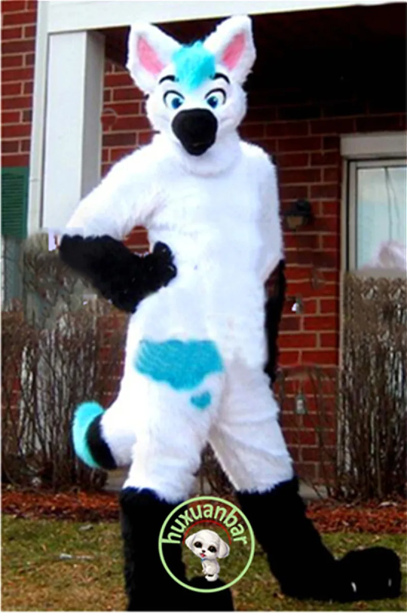 Вечерние нный меховой белый Хаски пушистый костюм на день рождения талисман лиса