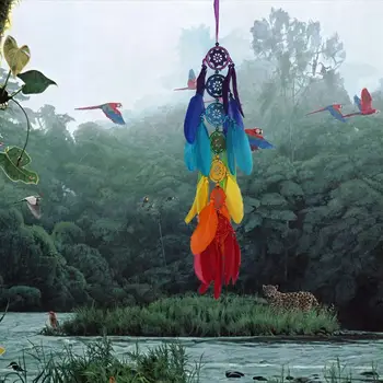 

Handmade Colorful Feathers Dream Catcher Home Pendant Vestibule Homestay Decorations Home Door Wall Hanging Ornament Crafts