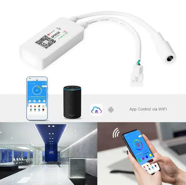 SP501E wifi светодиодный контроллер Amazon Alexa SP110E Bluetooth для адресуемых IC полосы WS2812bB SK6812 UCS1903 пикселей DC5-24V управления - Цвет: sp501e wifi
