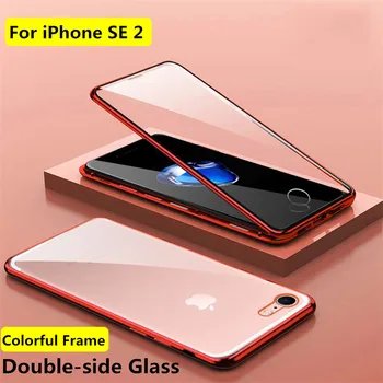 

Magnetic Glass Case For iPhone SE 2020 Case Double Side Tempered Glass Metal Magnetic Adsorption Cover On For iPhone SE 2 case