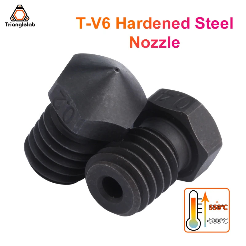 Trianglelab-aço Endurecido T-v6 Bicos Impressão 3d de Alta Temperatura Pei Peek Filamento de Fibra de Carbono para v6 Hotend Prusa Mk3s