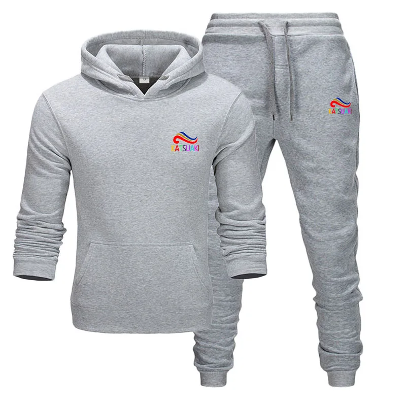 gray suits Бренд, весенние спортивные костюмы, милые и забавные модные хип-хоп толстовки+ штаны, спортивные костюмы, катсуаки, повседневные мужские спортивные комплекты - Цвет: gray suits