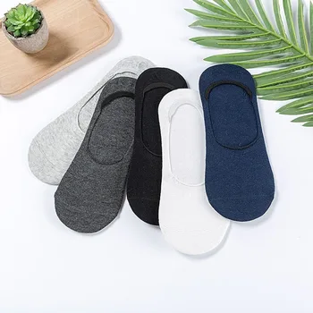 

Spring and Autumn Cotton Mens Socks Plain Silicone Non-slip Invisible Shallow Happy Socks Solid Color Gifts for Men Meia 100403