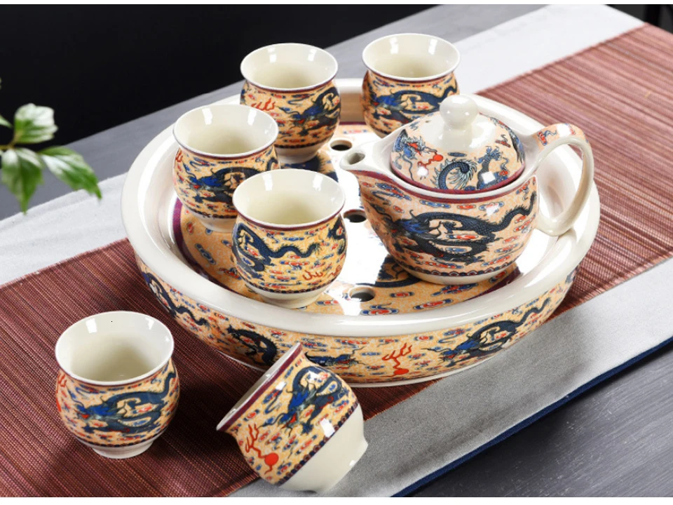 CAKEHOUD китайский чайный церемониальный креативный чайный набор кунг-фу керамическая чайная тарелка чайная чашка чайник изоляция анти-обжигающий набор из шести чайников