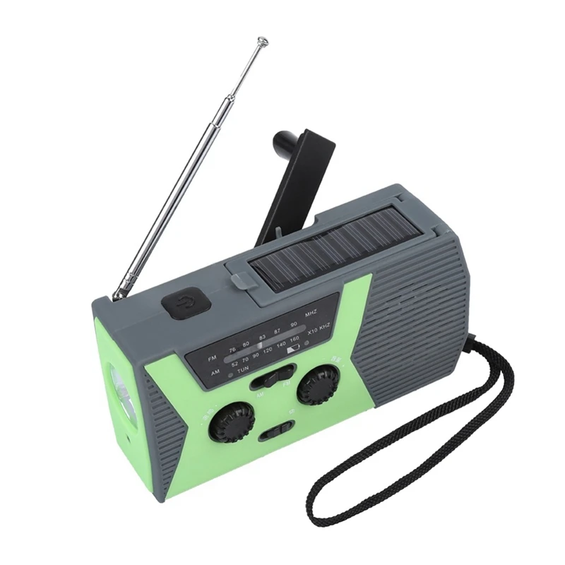 Портативное погодное радио, наружное солнечное зарядное устройство, ручное аварийное радио со светодиодным фонариком, водонепроницаемое
