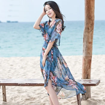 

Women Summer Dress 2020 Chiffon Dress Long Summer New 2020 Beach Skirt At The Seaside Bohemia Slim Dress