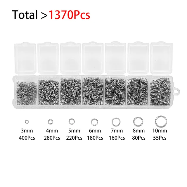 Alloy Accessories Jewelry Findings Set Repair Tools Lobster Clasp Open Jump Rings Earring Hooks for DIY Jewelry Making Supplies Rhodium