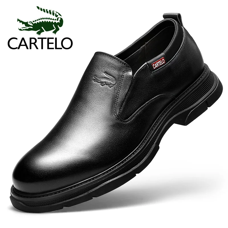 

CARTELO 2020 Spring Men's Leather Shoes Business Formal Wear Black Genuine Leather Foot Covering Leather Shoes Casual Loafers