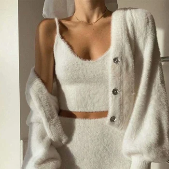 

Women Short Top Brief Set Sexy Woolen Halter Vest Tank Top Sport Bra