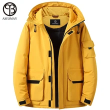 Asesmay брендовая белая куртка-пуховик для мужчин зимняя парка с капюшоном толстые теплые гусиные перья wellensteyn водонепроницаемые двусторонние куртки