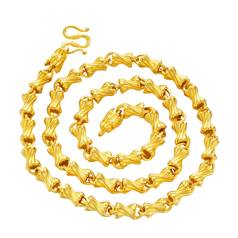 

Xin shi jie Men Thailand Gold Sandblasting All Solid Necklace Alluvial Gold Jewelry Car Flower Candy Necklace Style