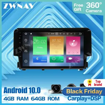 

360 Camera 9 Inch Android 10 Multimedia player For Honda Civic 2016 2017 2018 radio audio stereo GPS navigation head Auto unit
