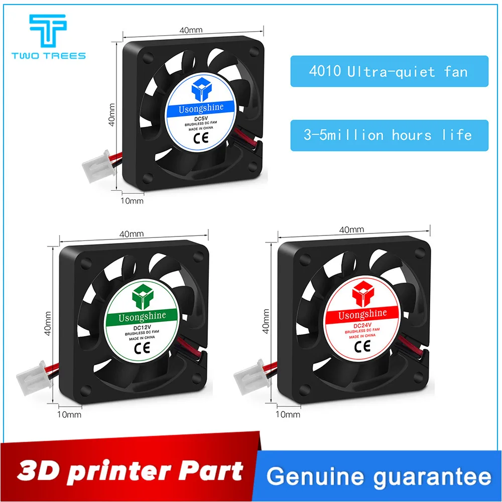 

10PCS 3D Printer Fan 5V/12V24V Cooling fan 4010 ( 40*40*10mm ) Brushless DC Fans for Heatsink Cooler Cooling 2pin impresora 3d