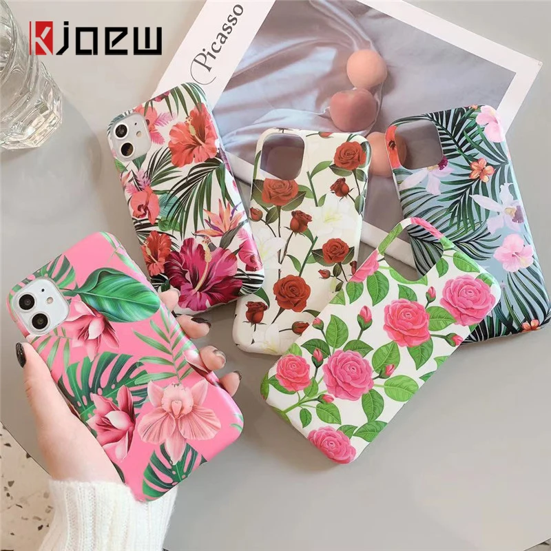 KJOEW силиконовый цветок розы листья чехол для телефона iPhone 11 Pro Max X XR Xs 6 6s 7 8 Plus
