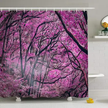 

Shower Curtain Set with Hooks 72x72 Cherry Amazing Garden Pink Dreamy Sky Decoration Beautiful Blossom Forest Abstract Nature