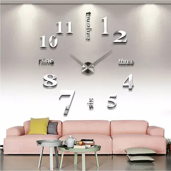 

3D DIY Large Digital Wall Clock Modern Design Silent Big Acrylic Mirror Self adhesive Wall Clock Sticker for Living Room Decor