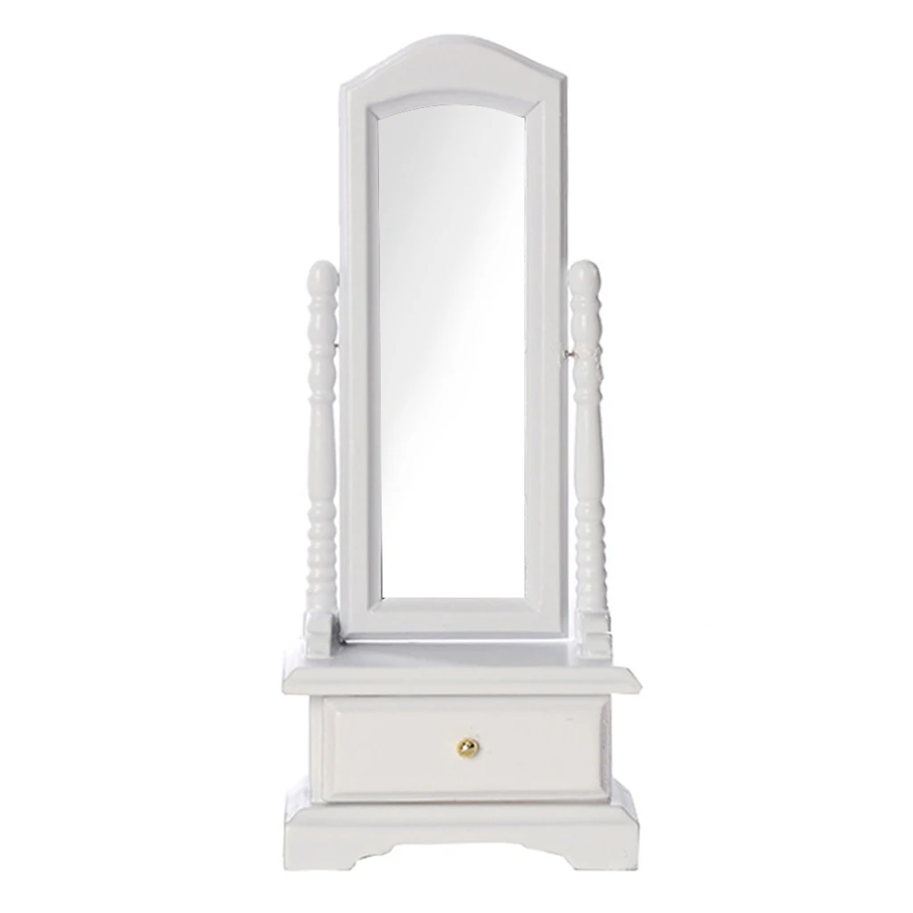 1:12 Scale Dolls House Birch Wooden Dressing Mirror Bathroom Decorative