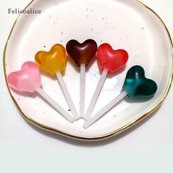 Breloques transparentes en forme de cœur pour sucettes, accessoires de bonbons en résine à paillettes, bijoux à faire soi même, sur mesure, 5, pièces/sac, 42mm 