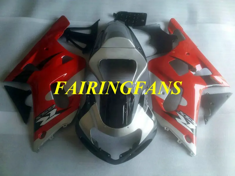 Изготовленный На Заказ обтекатель комплект для GSXR600 750 K1 01 02 03 GSXR 600 GSXR750 2001 2002 2003 Серебряный Красный Обтекатели Кузов+ подарки SH17